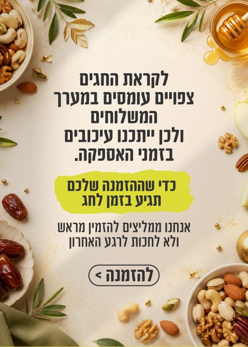 יתכנו עיכובים בזמני האספקה לקראת החג